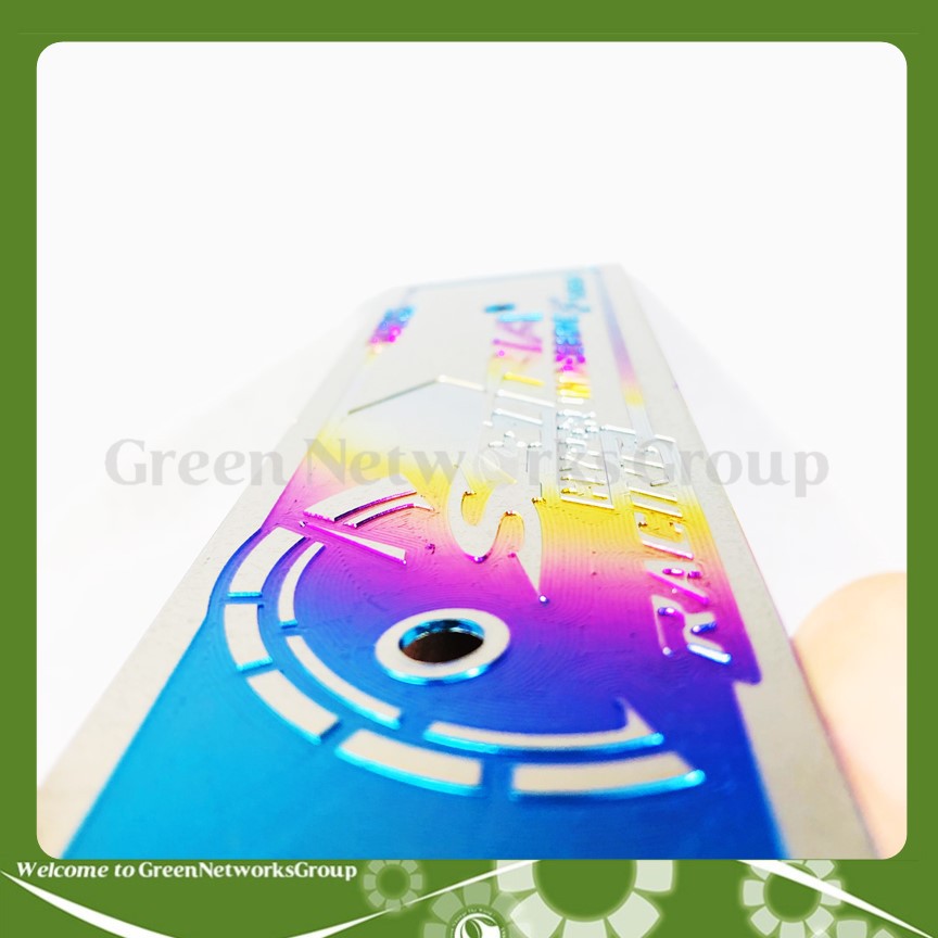 Bảng tên titanium trang trí xe Satria Greennetworks