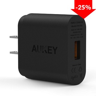 Sạc nhanh 2.0 Qualcomm Aukey 1 Cổng PA-U28 (kèm cáp Aukey)