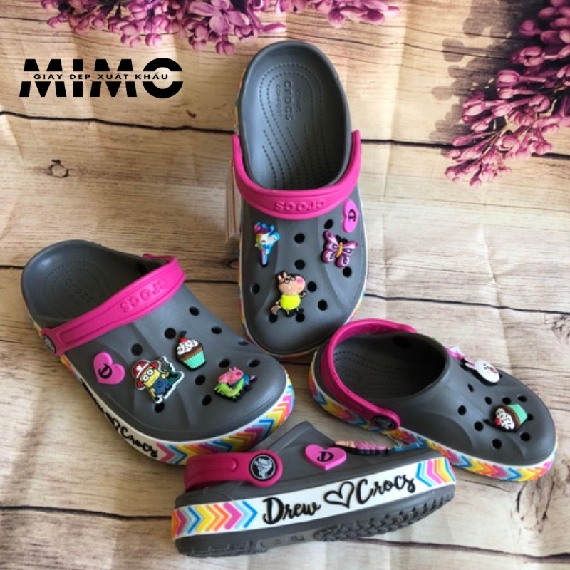 Dép Sục Cross Nam Nữ 3D viền Drew cực êm mềm nhẹ, bền đẹp - Tặng kèm 10 jibit 2D