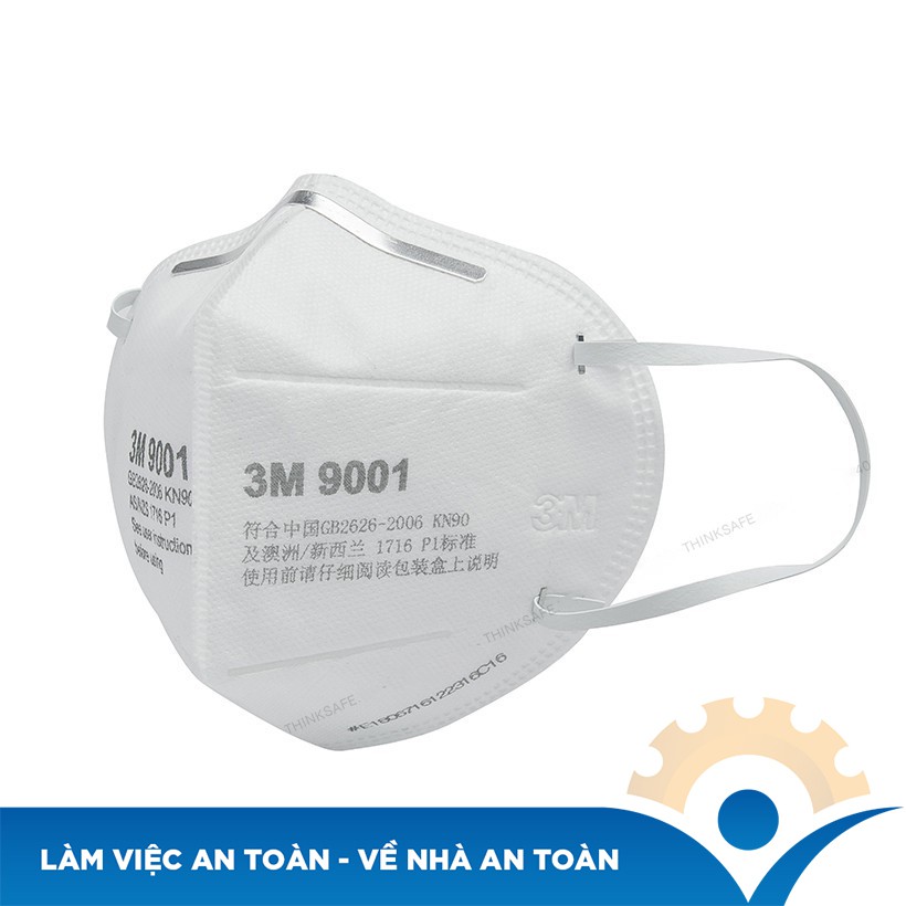 Khẩu trang 3M 9001, đẹp, vải kháng khuẩn, màu trắng 4d, dùng cho y tế, bụi mịn, 4 lớp, đẹp, 3M chính hãng Thinksafe