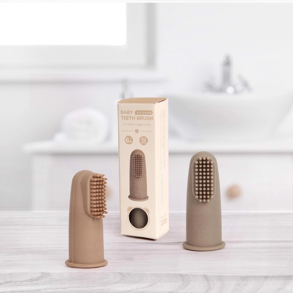 Bàn chải ngón tay eco silicone TOBÉ siêu mềm mại an toàn cho bé hộp 2 chiếc 2108