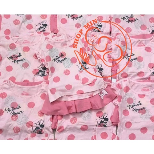 (Hàng Việt Nam mới về) Set bộ MICKEY chấm bi hồng + chân váy bé gái. Sét váy bé gái (MB.V008)