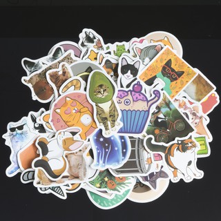 Bộ miếng dán sticker, stickers cao cấp chủ đề Mèo cute, Cat trang trí Vali Laptop Mũ Bảo Hiểm Xe Máy Xe Đạp Đàn