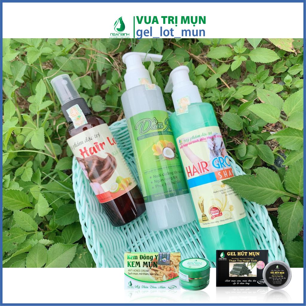 ( CHÍNH HÃNG ) Combo 3sp (1 Tinh dầu bưởi +1 Dầu gội bưởi +1 Dầu xả dừa) Kích mọc tóc dày, dài