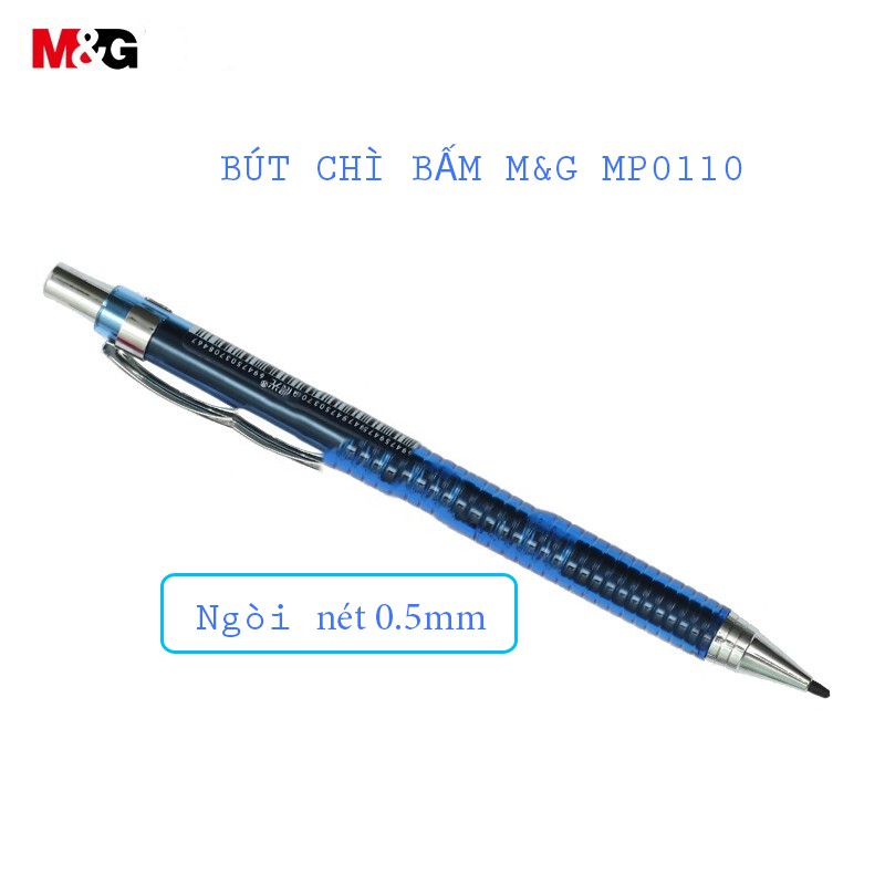 Bút chì kim bấm M&amp;G MP0110A ngòi 0.5 mm, màu đỏ, xanh dương, xanh ngọc, vàng-1 cây