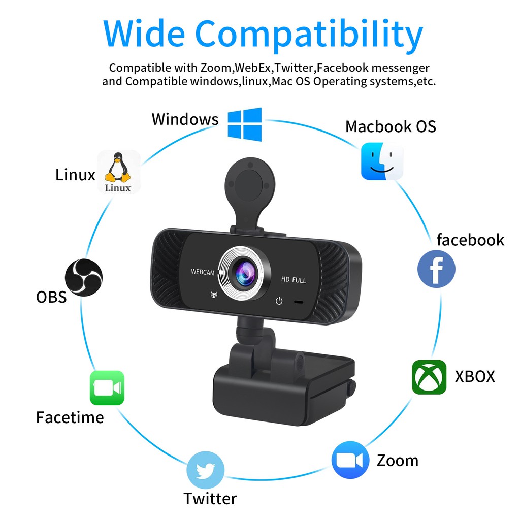 Webcam EVEBOT USB 1080p tự động lấy nét kèm mic chất lượng cao | BigBuy360 - bigbuy360.vn