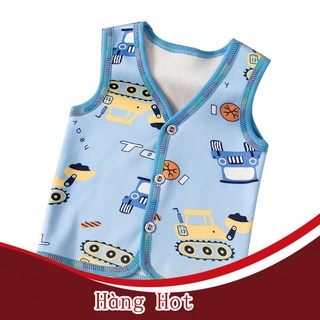 [Hàng Cao Cấp ] Áo Khoác Lông Cừu Sát Nách In Hoạt Hình Khủng Long / Máy Bay / Xe Hơi Giữ Ấm Mùa Thu Đông Cho Bé Tr
