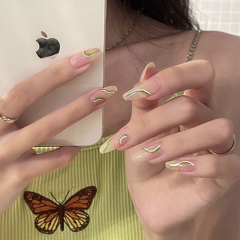 Set 24 móng tay giả trang trí nghệ thuật thời trang có keo dán