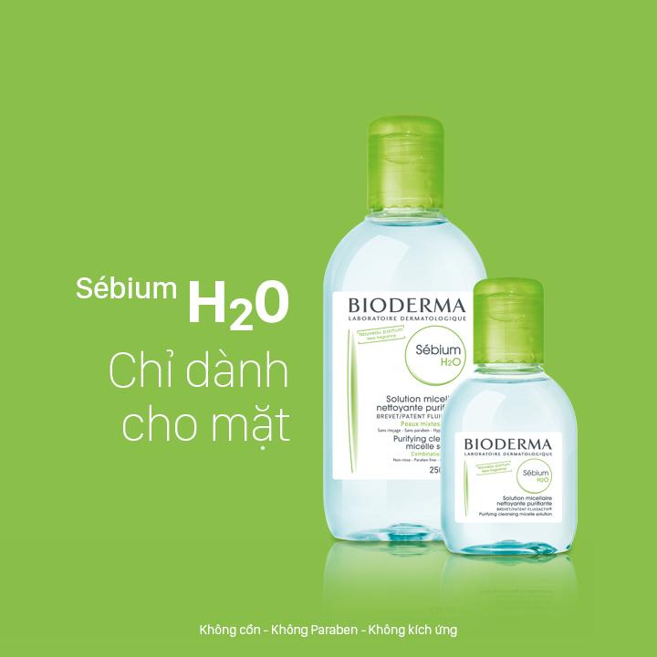 Dung dịch làm sạch và tẩy trang công nghệ Micellar dành cho da hỗn hợp, da dầu Bioderma Sebium H2O 500ml