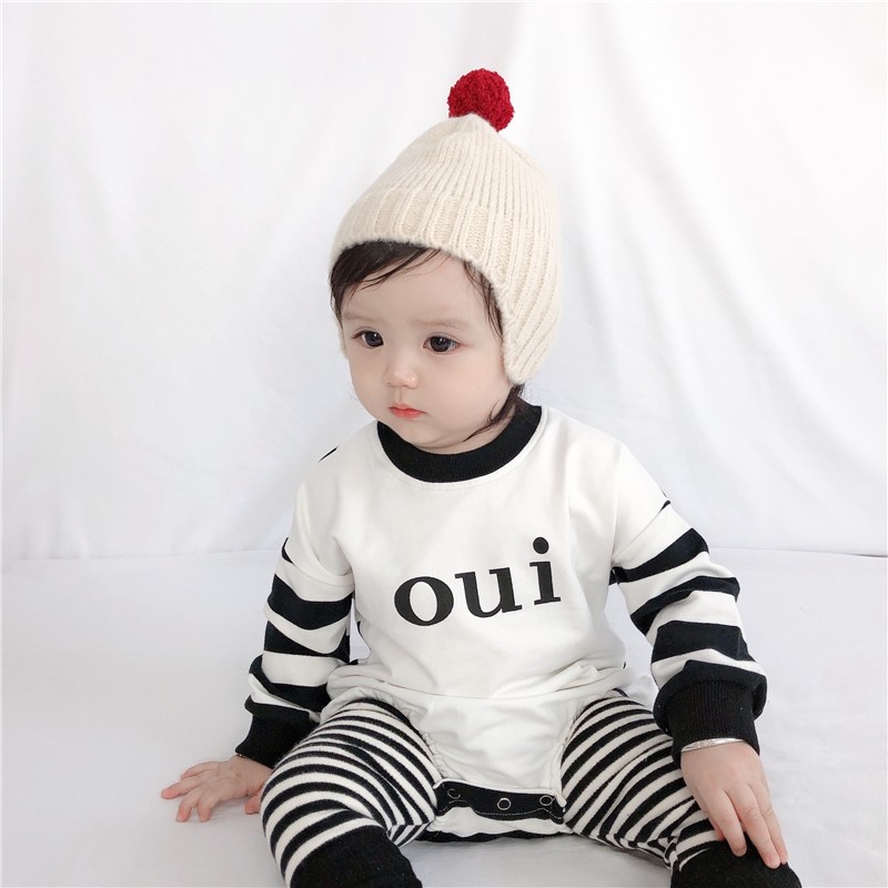 Jumpsuit Tay Dài Hoạ Tiết Kẻ Sọc Cho Trẻ Sơ Sinh