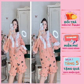 Bộ đồ ngủ, đồ bộ pijama lụa nữ mặc nhà bộ ngủ lụa cổ bèo phối ren tay lỡ quần đùi chất liệu lụa hàn cao cấp freesezi