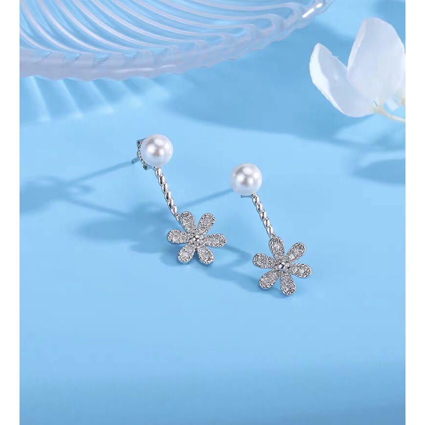 flower earrings khuyên tai hoa đá phong cách hàn quốc