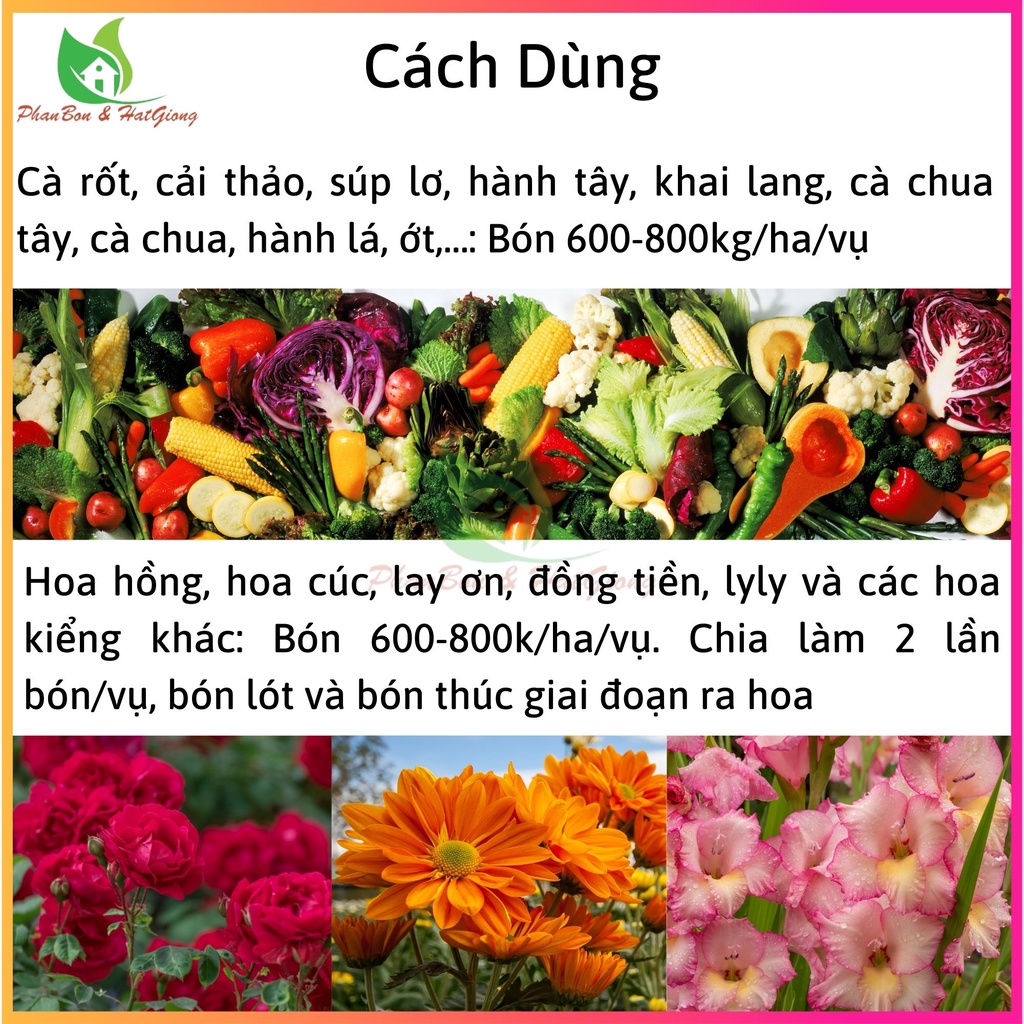 Phân Bón Hữu Cơ Hoa Hồng Phân Bón Hoa Hồng, Cây Cảnh GREEN FARM Gói 1kg