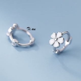 Khuyên tai bạc 925 Ti.an Accessories cho Nữ - Khuyên tai tròn bông hoa nhỏ Spring Flower KT054