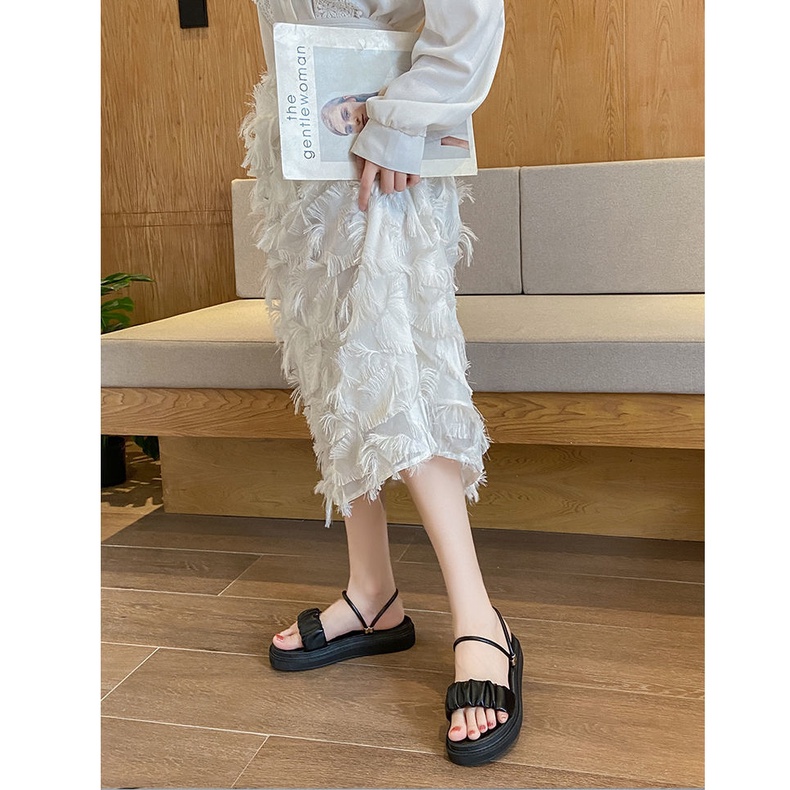 Giày Sandal Đế Dày Hai Cách Mang Thời Trang Đi Biển Phong Cách Roman Cho Nữ