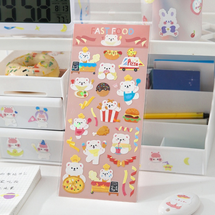 Miếng Dán Màu Laser Họa Tiết Động Vật Dễ Thương Trang Trí Nhật Ký DIY