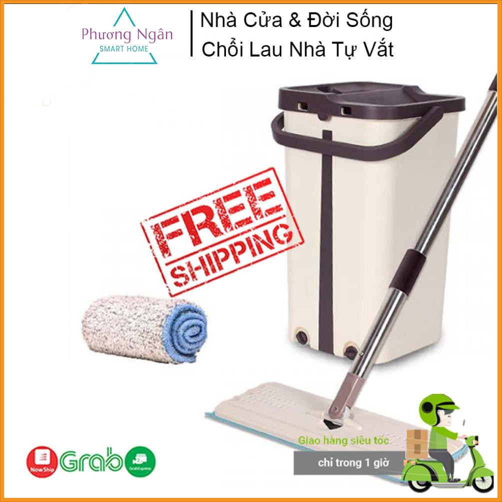 [ 𝐅𝐑𝐄𝐄 𝐒𝐇𝐈𝐏 ] Chổi Lau Nhà, Cây Lau Nhà Thông Minh Tự Vắt Cực Kho Spin Mop Xoay 360 Độ, Tặng Kèm 2 B