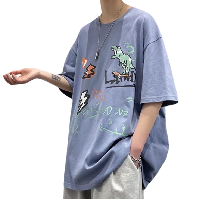 Áo Thun Tay Ngắn Dáng Rộng In Họa Tiết Hoạt Hình Phong Cách Hip Hop Thời Trang Mùa Hè Cho Nam size M-8XL