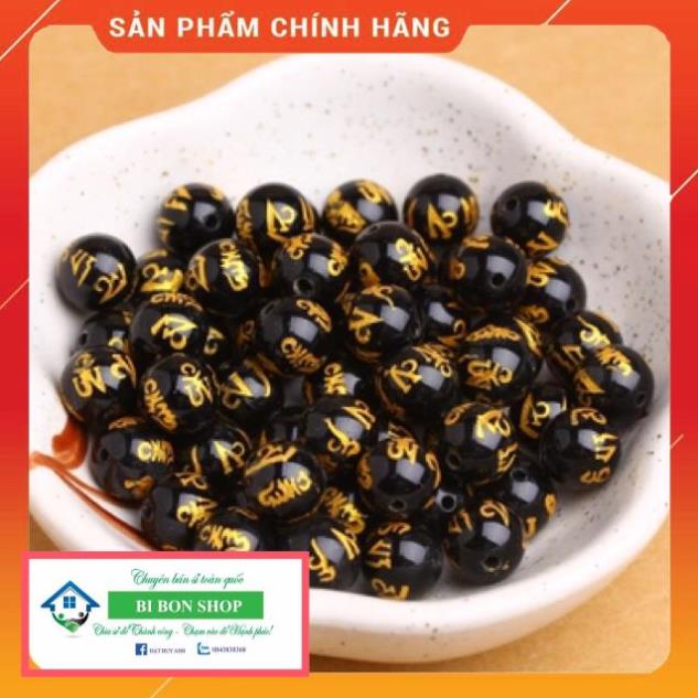 Hạt màu đen khắc chú làm handmade DIY - MH509