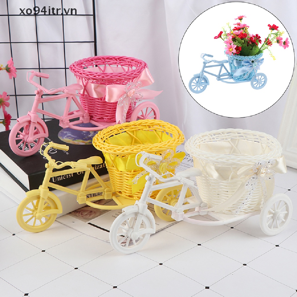 Giỏ Hoa Hình Xe Đạp Ba Bánh Nhỏ Xinh Để Bàn Trang Trí Nhà Cửa / Văn Phòng