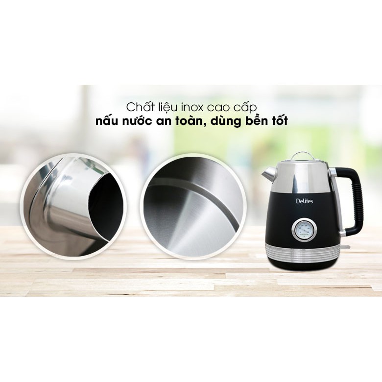 Bình đun siêu tốc Delites 1.7 lít ST17S05 mới 100% có Nhiệt kế hiển thị nhiệt độ nước