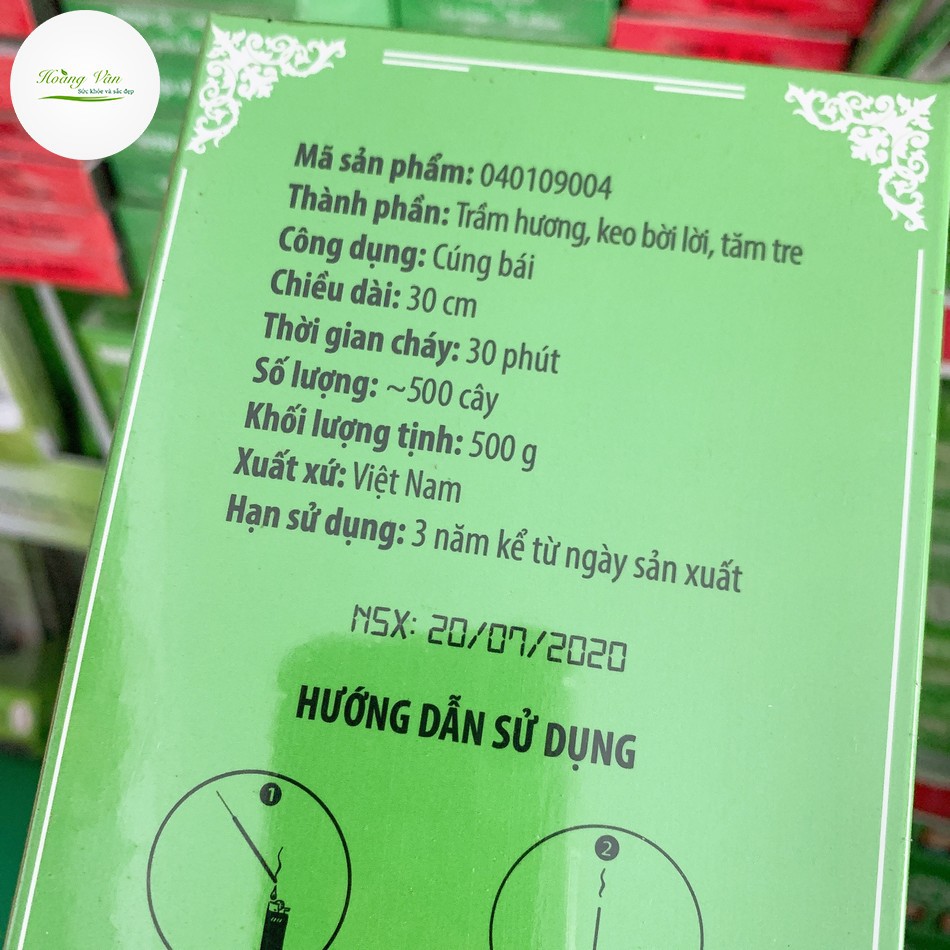 Nhang xanh trầm hương [HỘP 500G] nhang sạch làm từ 100% thiên nhiên, an toàn cho sức khỏe