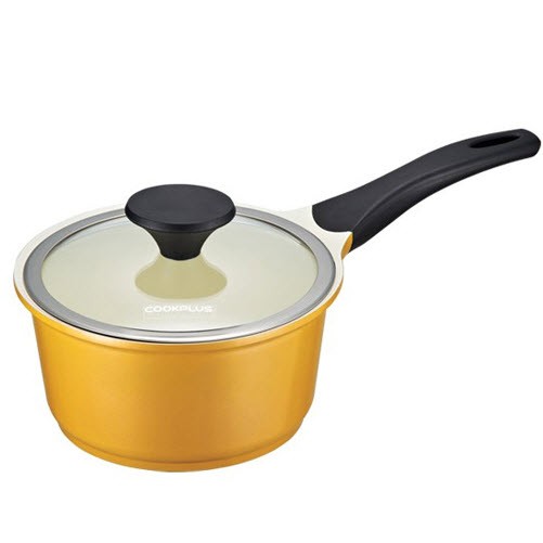 Nồi có tay 18cm cầm nhôm Cookplus tráng men sứ màu - LCA2181