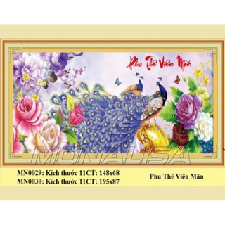 Tranh thêu chữ thâp Phu thê viên mãn MN0030