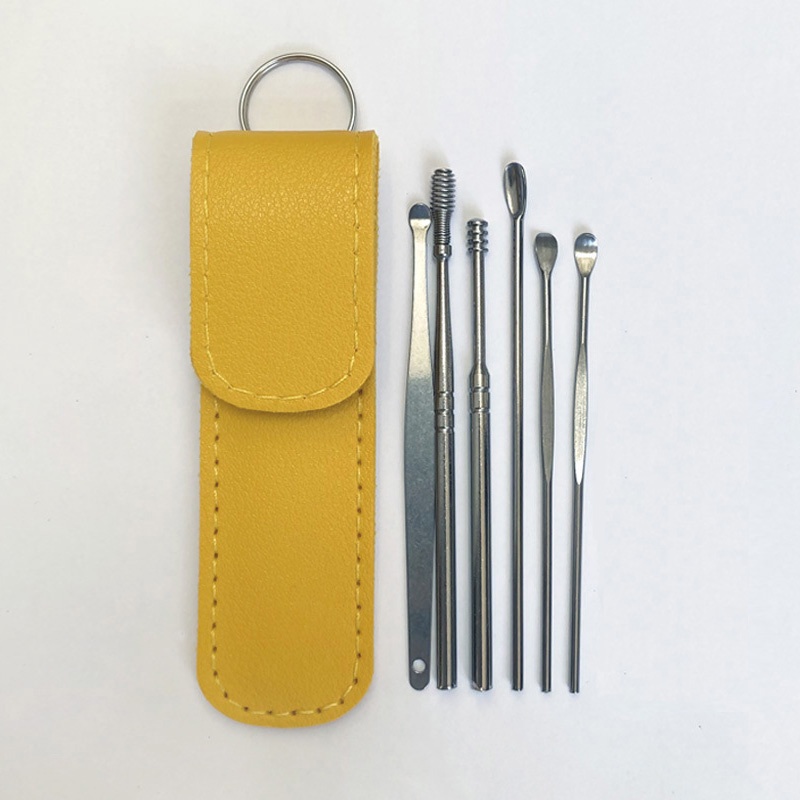 Dụng Cụ Lấy Ráy Tai 6 Món Không Rỉ, Bộ Ngoáy Tai Chuyên Dụng Inox