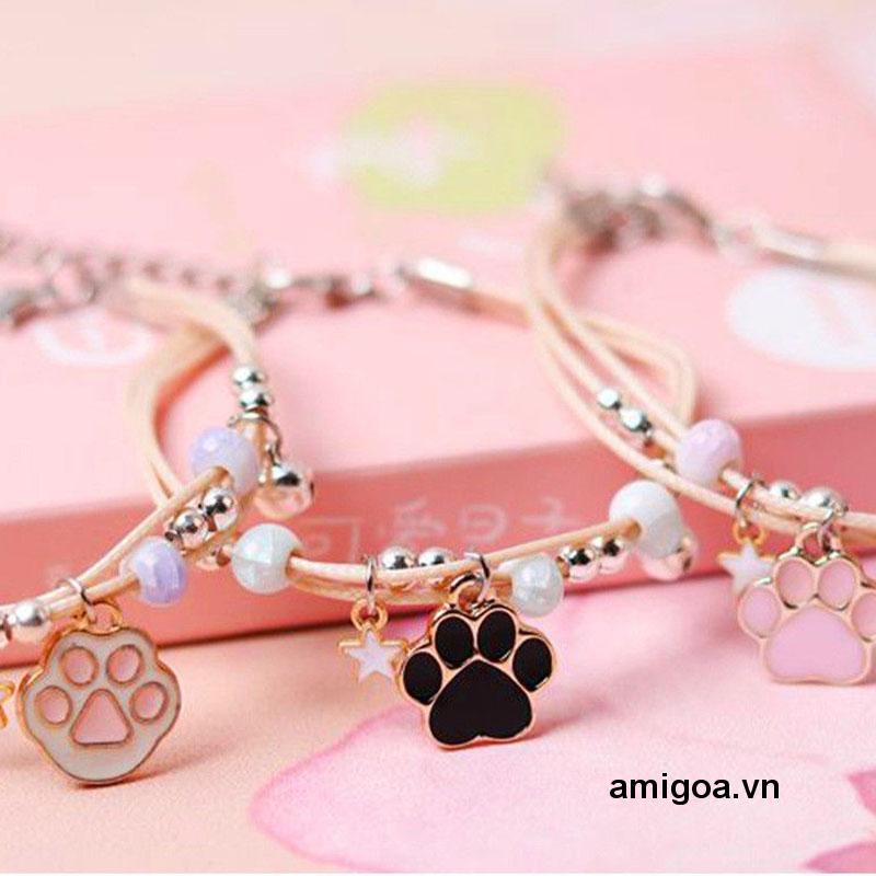 【amigoa.vn】Vòng Tay Hình Chân Mèo Hoạt Hình Đơn Giản Dành Cho Nữ Sinh