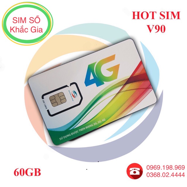 SIM 4G V120 -V90 . 62Gb DaTa và Gọi Miễn Phí
