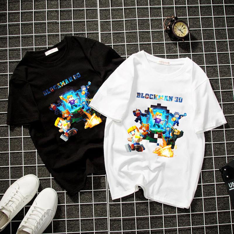 Áo thun game Blockman Go trẻ em - 2 màu trắng và đen cực chất