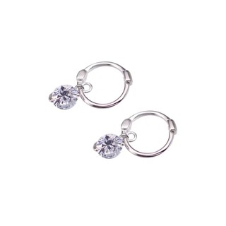 Leelil bông tai bạc khuyên bấm đá tròn lb015