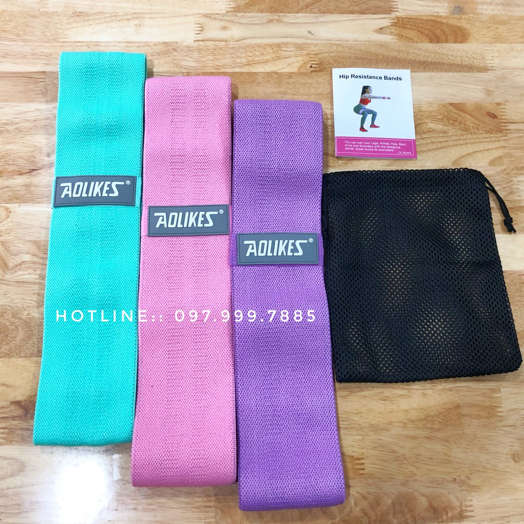 [Combo 3 dây] Dây Kháng Lực MiniBand Tập Mông Aolikes A-3604 | Booty Band Tập Mông Tập Gym