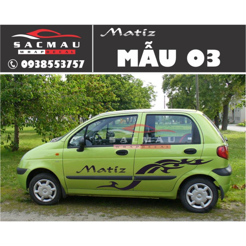Tem dán xe Daewoo Matiz, tem dán xe ô tô thể thao