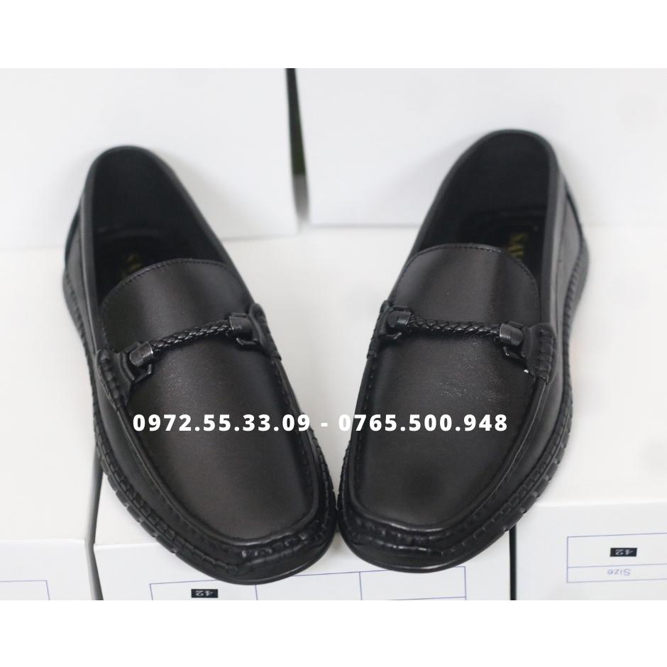 GIÀY LƯỜI NAM DA BÒ MÃ 792 ĐẾ ĐÚC CAO CẤP MÀU ĐEN
