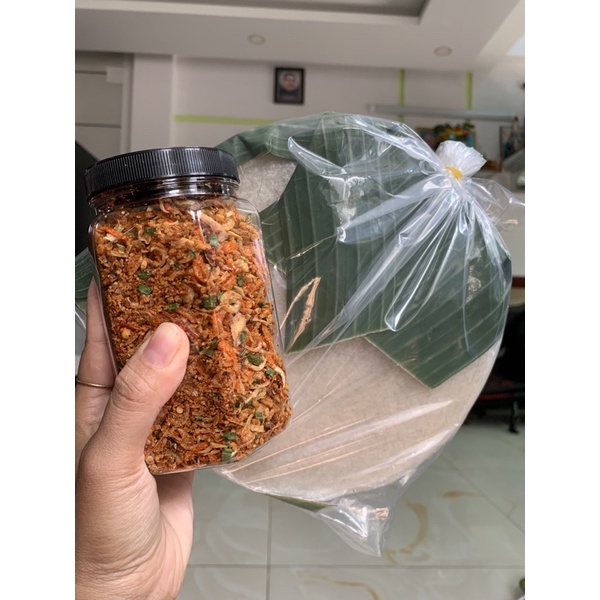 set 500g bánh tráng phơi sương kèm muối tép hành phi