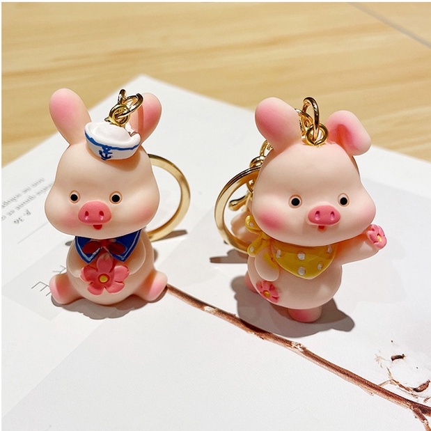 [Hàng mới về] Móc khóa Heo Hồng Hoa anh đào - Móc khóa Piggy treo Balo đáng yêu