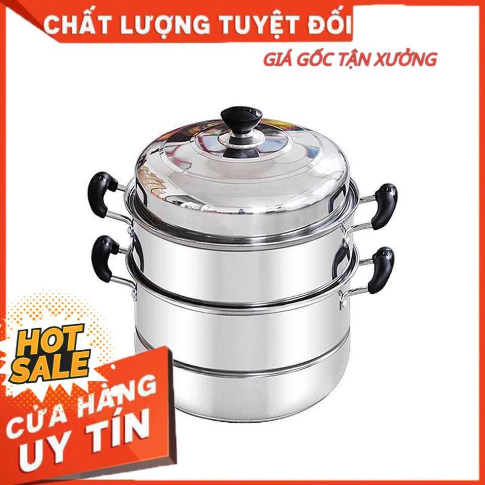 Nồi hấp xửng hấp 3 tầng hấp gà xôi bánh bao chất liệu inox cao cấp size 28cm dùng được bếp từ