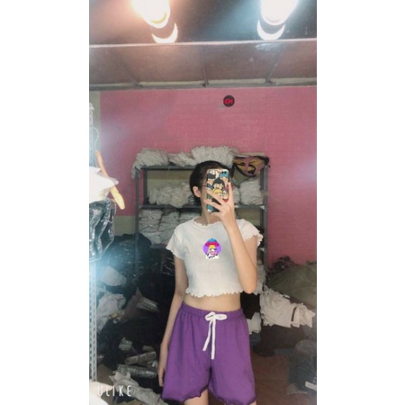 Set Bộ Áo croptop nữ Bò Tím mix Quần Short🎀Chất cotton mịn🎀Form <50kg🎀 ĐỒ ngủ nữ mặc nhà | BigBuy360 - bigbuy360.vn