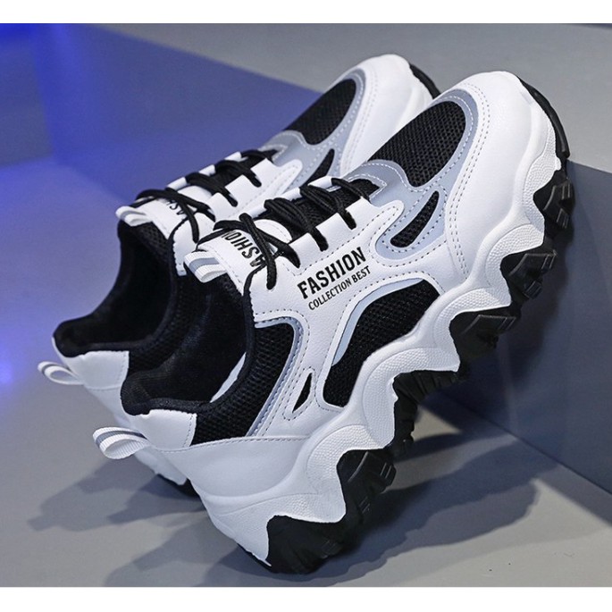 Giày sneaker nữ MS018 (đen trắng)