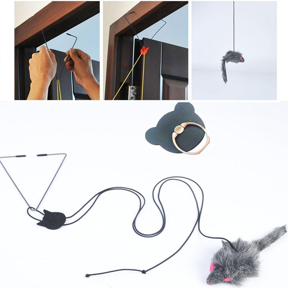 YNATURAL Pet Supply Automatic Hanging Mouse Indoor Movement Mouse Pet Cat Toy Self Palying Funny Interactive Puzzle Toy Adjustable Elastic Rope Cat Teaser Toys