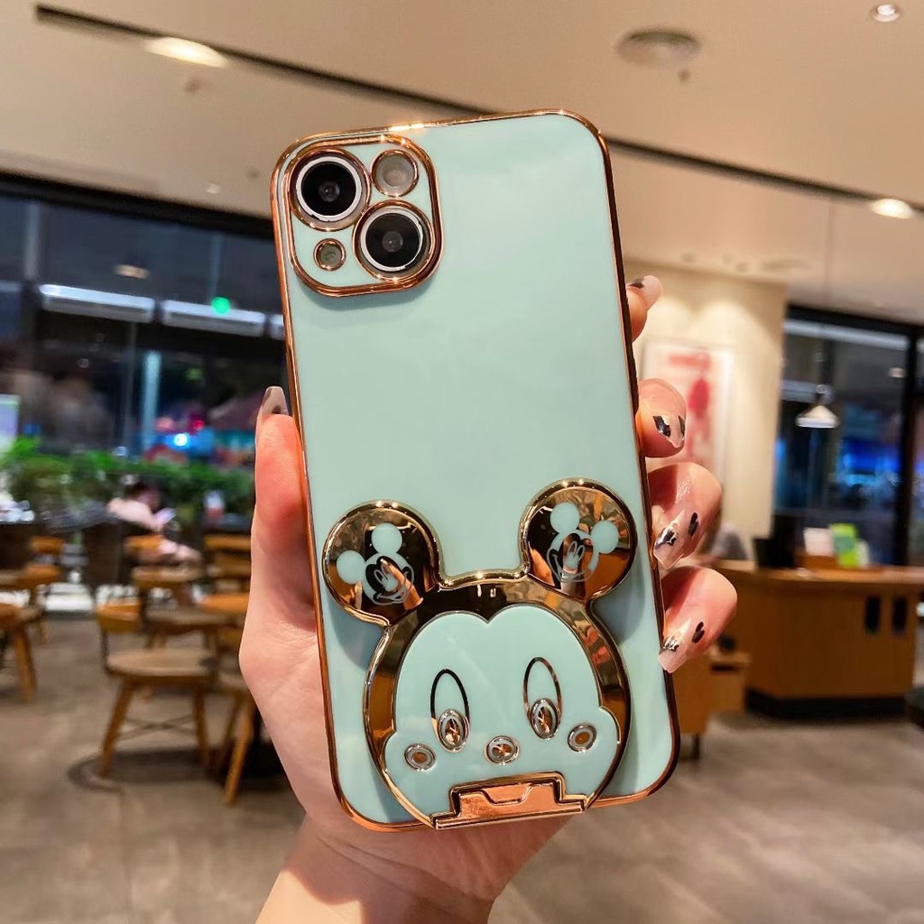 Ốp Điện Thoại Mềm Gắn Giá Đỡ Hình Đầu Chuột Mickey Dễ Thương Cho Iphone 13 pro max 12 pro max 11 pro max xs max xr x