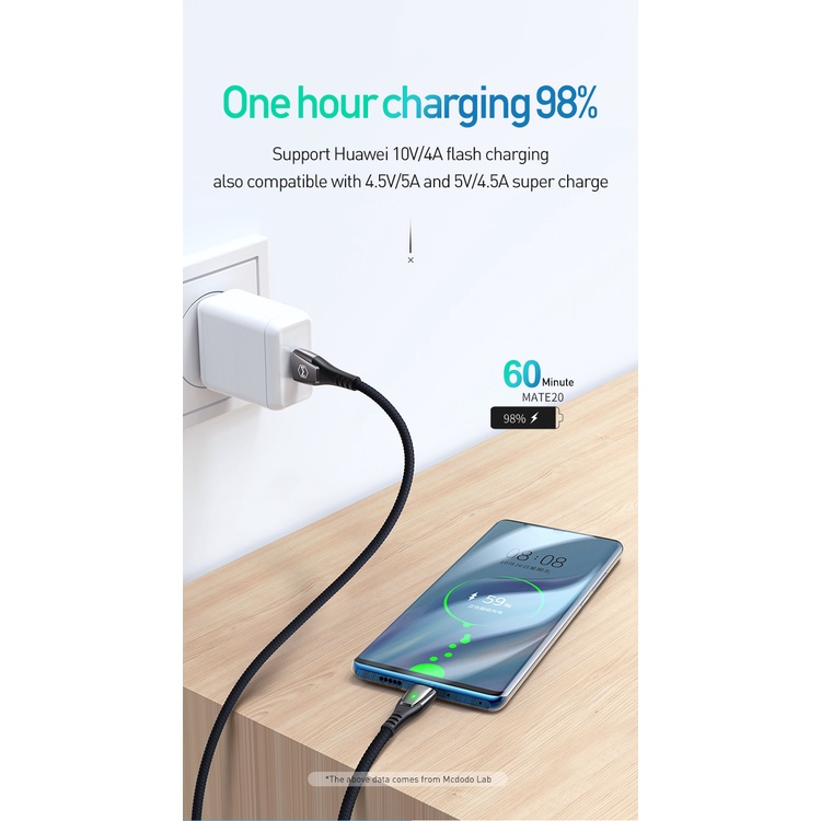 Dây Cáp Sạc Nhanh Tự Ngắt Kết Nối Mcdodo Type-c USB 5A VOOC  OPPO Find X R17 Reno