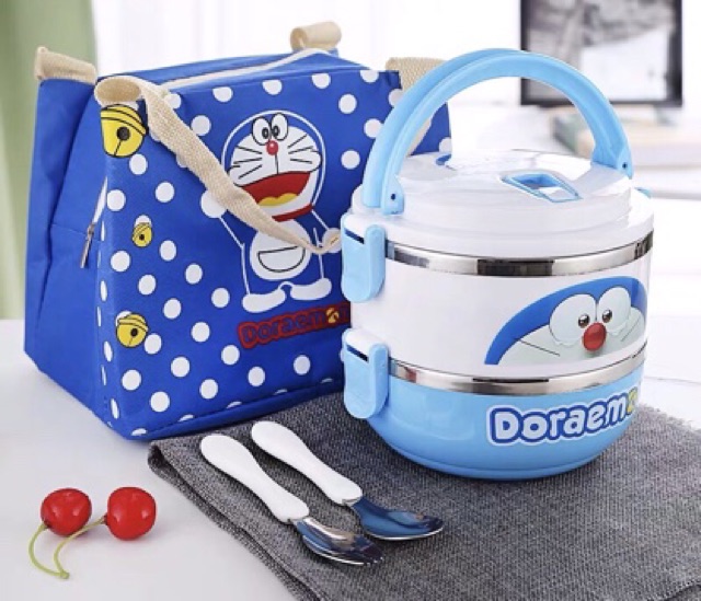 Hộp cơm Doraemon 3 tầng kèm túi xách + bộ muỗng ❤️ Doraemon Shopp ❤️