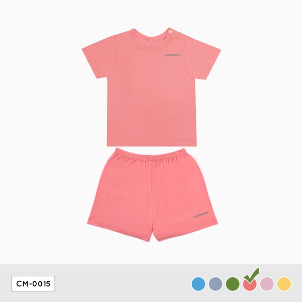 Bộ cộc tay cài vai Coolmom chất liệu sợi tre cao cấp màu xám fog size 6M / CM-0015-6M-XF