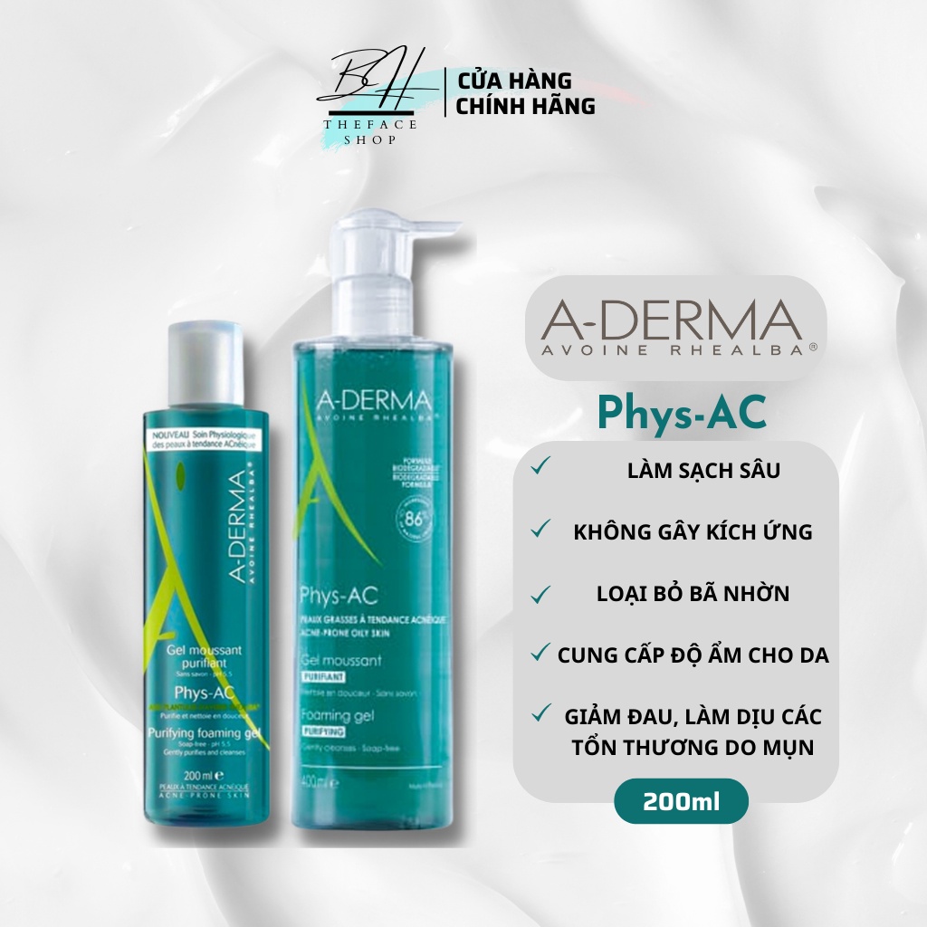 Sữa rửa mặt Aderma Gel Moussant dành cho da nhậy cảm, da dầu mụn 200ml - 400ml