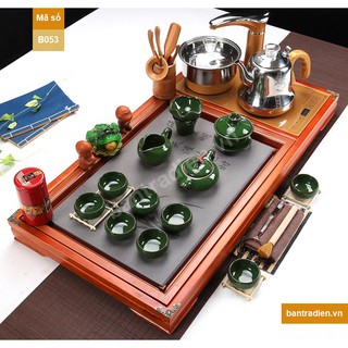Bộ bàn trà điện gỗ mặt đá B053