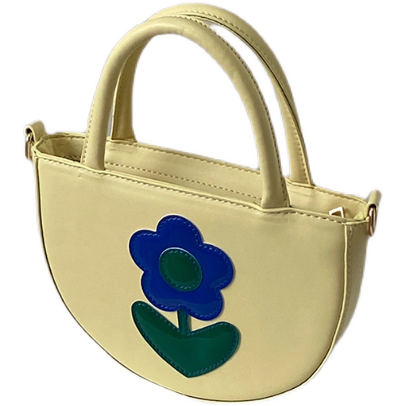 Túi Đeo Chéo Hình Bán Nguyệt Họa Tiết Hoa Màu Vàng Tương Phản 2022 Thời Trang Xuân Hè Cho Nữ