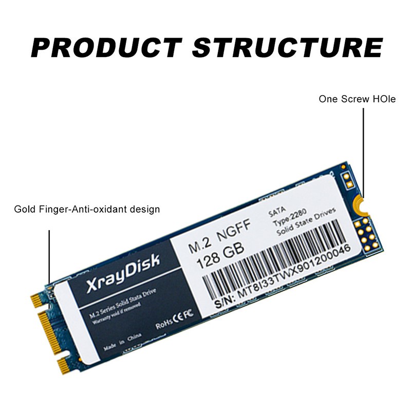 XrayDisk M.2 SATA SSD 128GB HDD M2 NGFF SSD M.2 2280 mm HDD Disco Duro for Computer Laptop